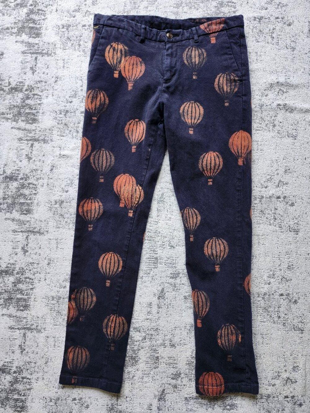 Scotch & Soda Stuart Blue Custom Hand Painted Hot Air Balloon Pants - Amsterdam